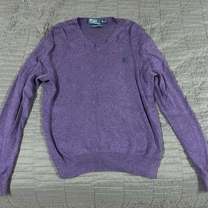 Purple V neck Polo Sweater 100% Pima cotton